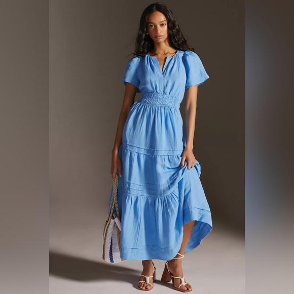 EUC Anthropologie Somerset Dress in Linen size XS - Picture 1 of 4